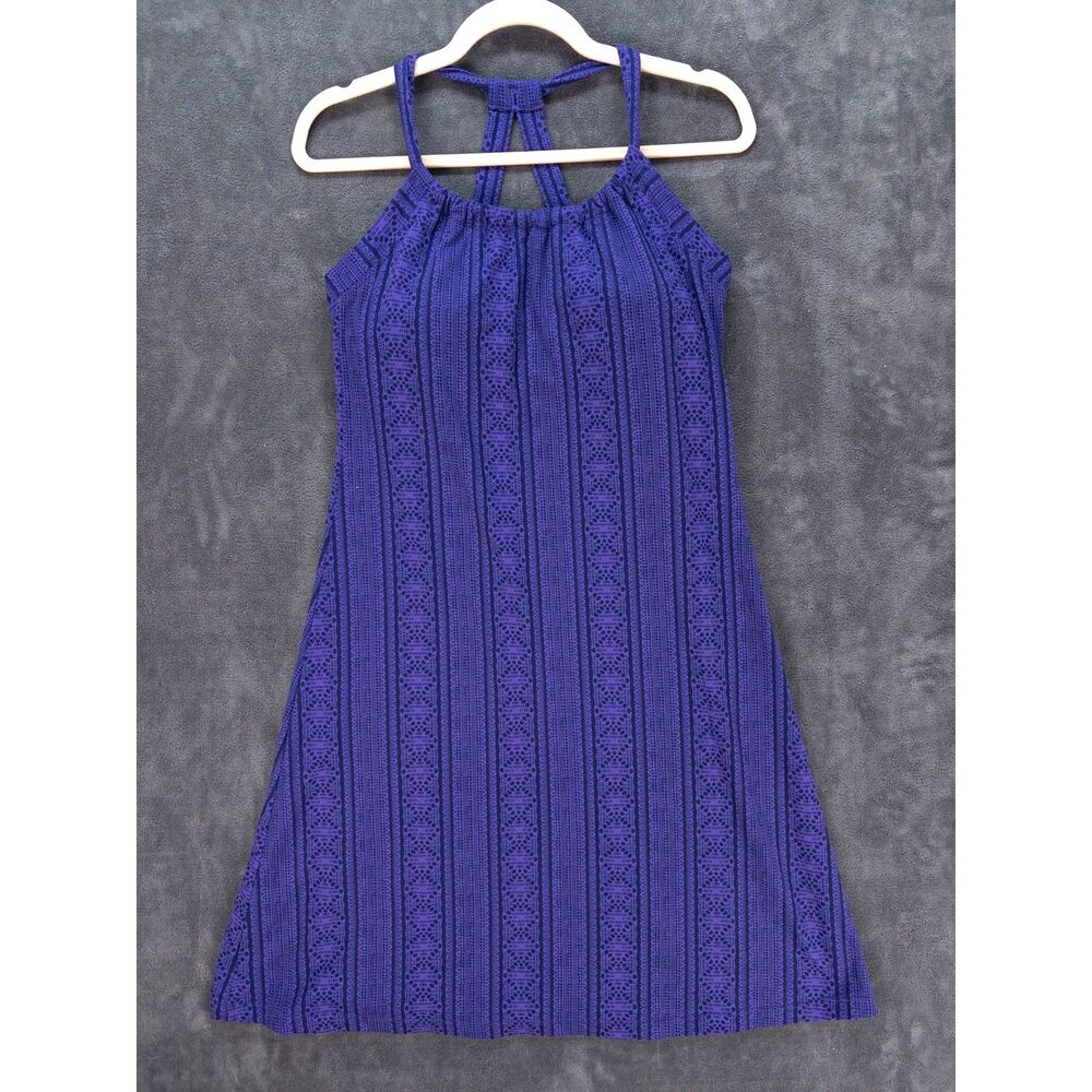 prAna Quinn Racerback Dress Purple Lace Print Built-In Bra Small Athleisure